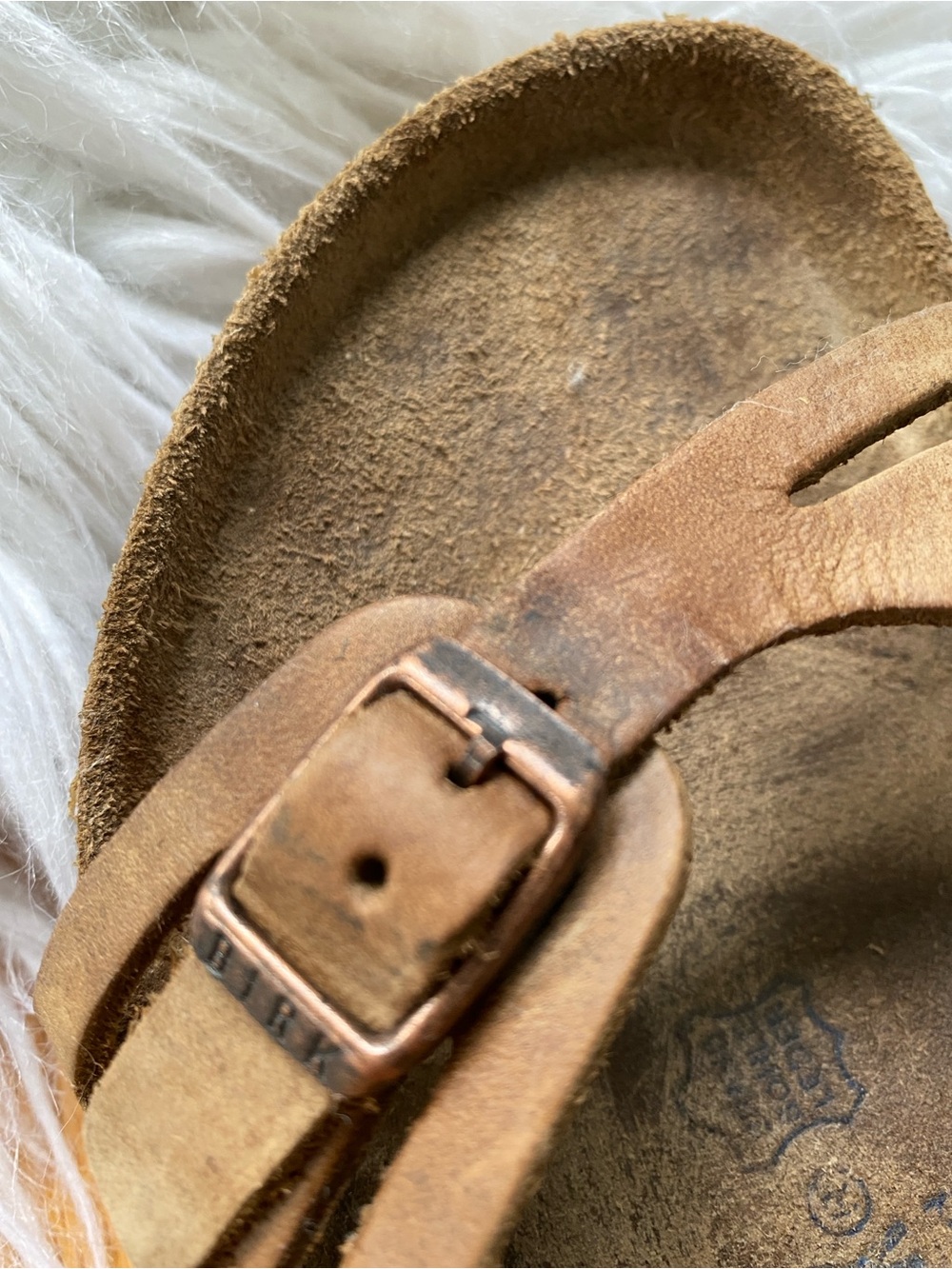 Birkenstock Granada Leather SoftBed Brown Suede Two-Buckle Slide Sandals - Picture 6 of 7